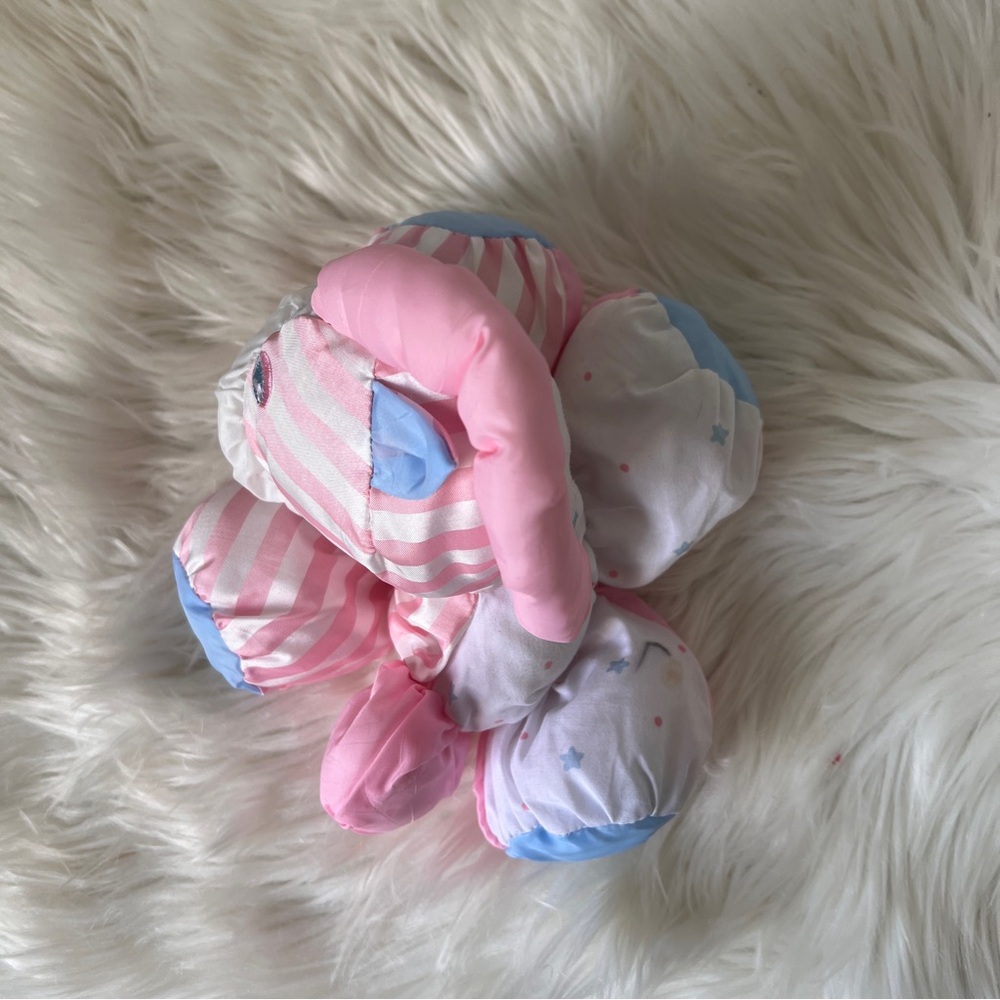 Fisher-Price Puffalump 90s Pink, White & Light Striped Zebra Plush with flaw - Picture 7 of 8